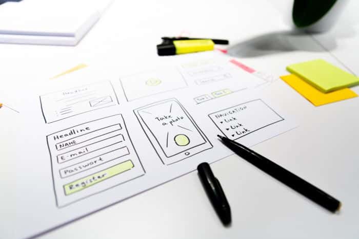 Skizze eines Prototypen für eine Mobile Applikation