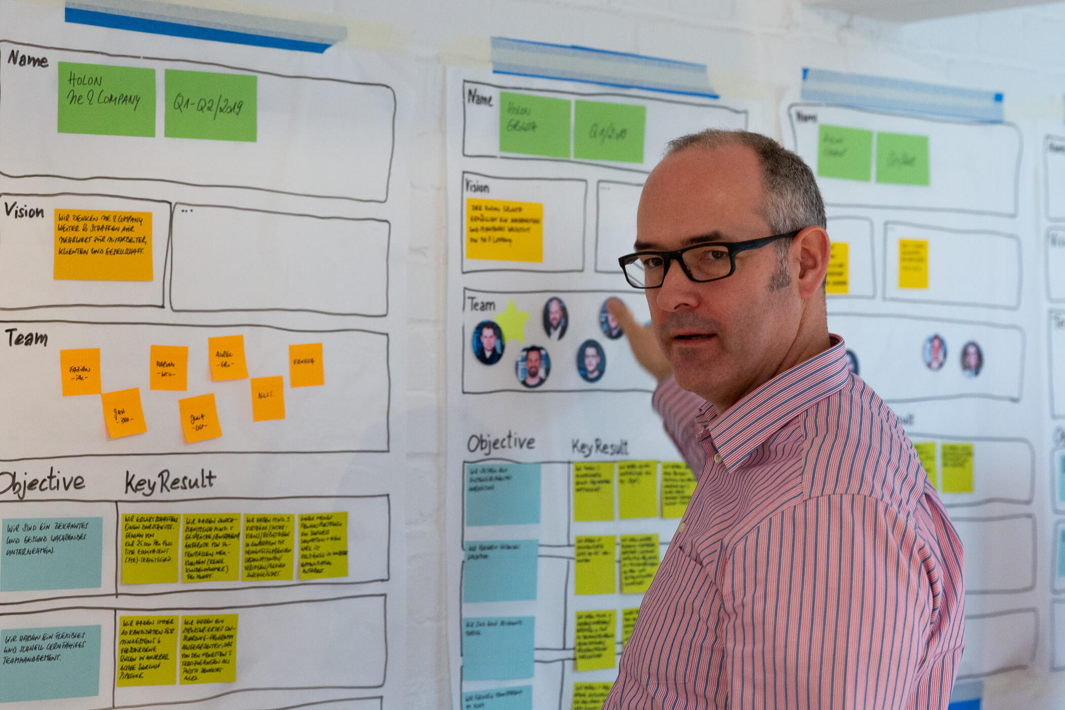 Manager vor einem Prototyp zum Holon Board